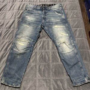 G-Star Distressed Light Blue Relaxed Jeans